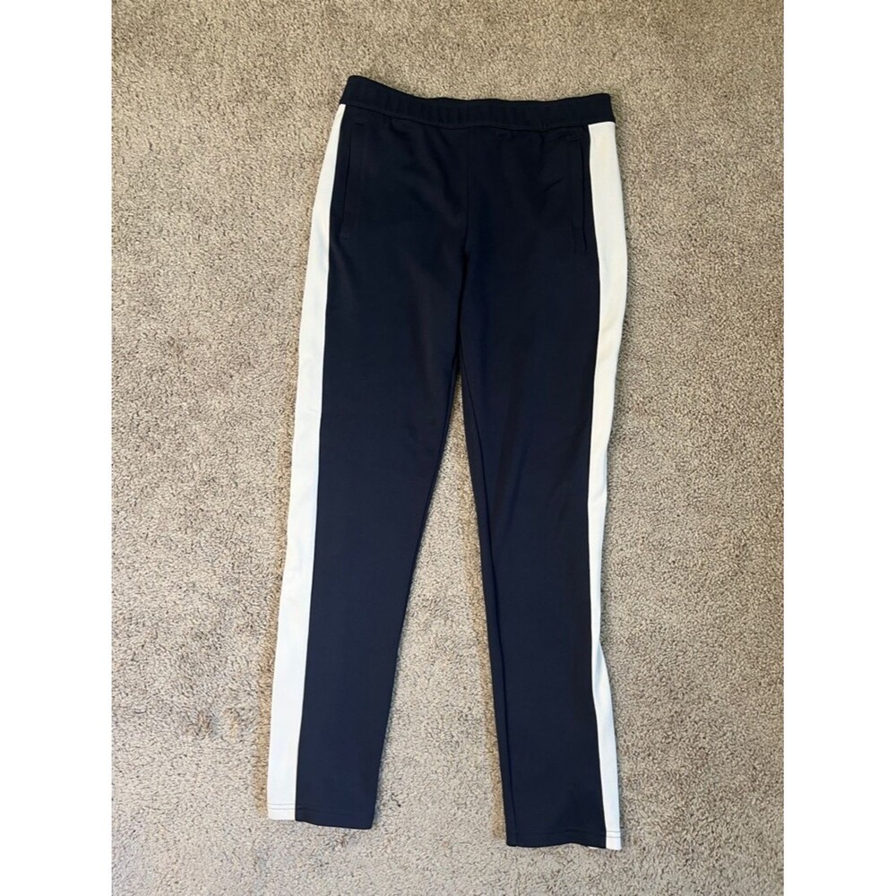 Tory Burch Sport Color Block Track Pants Navy White Stripes Size S Ankle Zipper